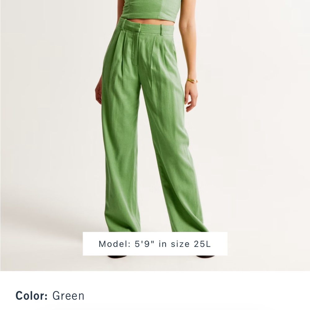 Abercrombie linen pants, A&F Sloane Tailored Linen-Blend Pant in green